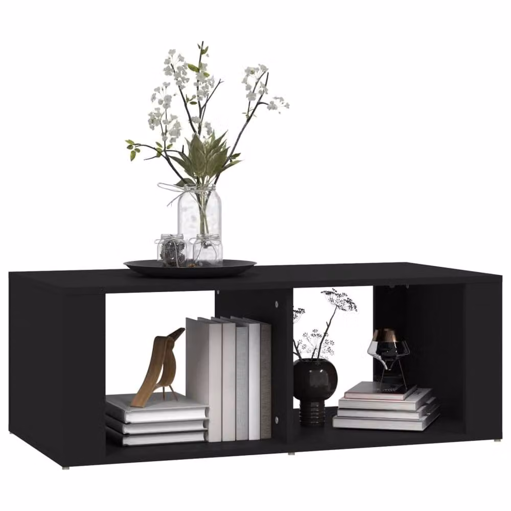 Berkfield Home Modern Rectangular Coffee Table in Black, W/D/H: 100 x 50 x 36 cm – 3