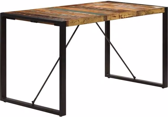 Berkfield Home Elegant Rectangular Dining Table in Multicolour Solid Reclaimed Wood, W/D/H: 140 x 70 x 75 cm