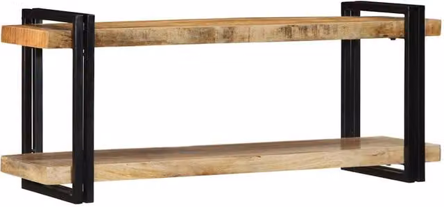 Berkfield Home Wall Mounted Mango Wood Shelf in Brown, W/D/H: 110 x 33 x 45 cm – 1