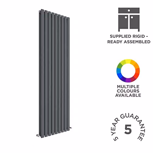 nuie HLA81 Revive Modern Wall Mount Designer Vertical Double Panel Radiator, Anthracite, H 180 x W 52.8 x D 7.8 cm – 2