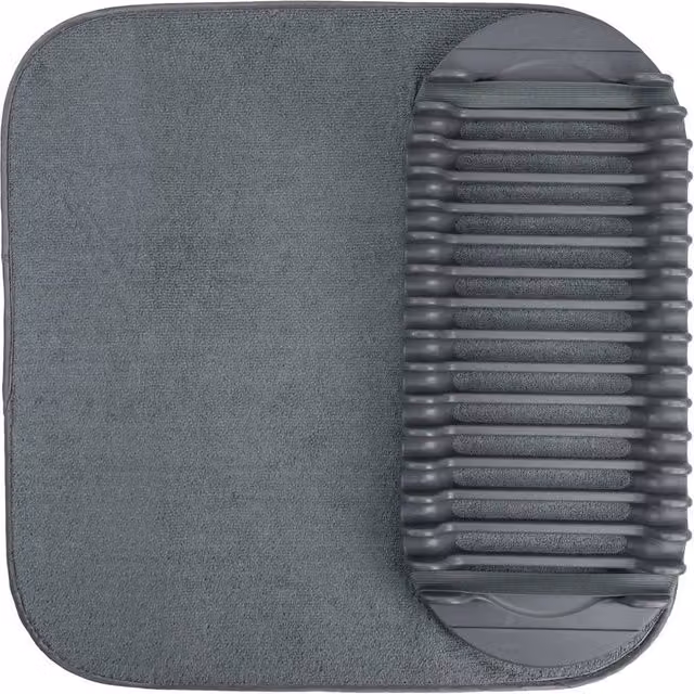 JVL Sesha Foldable Dish Drying Rack and Microfibre Mat Set in Grey