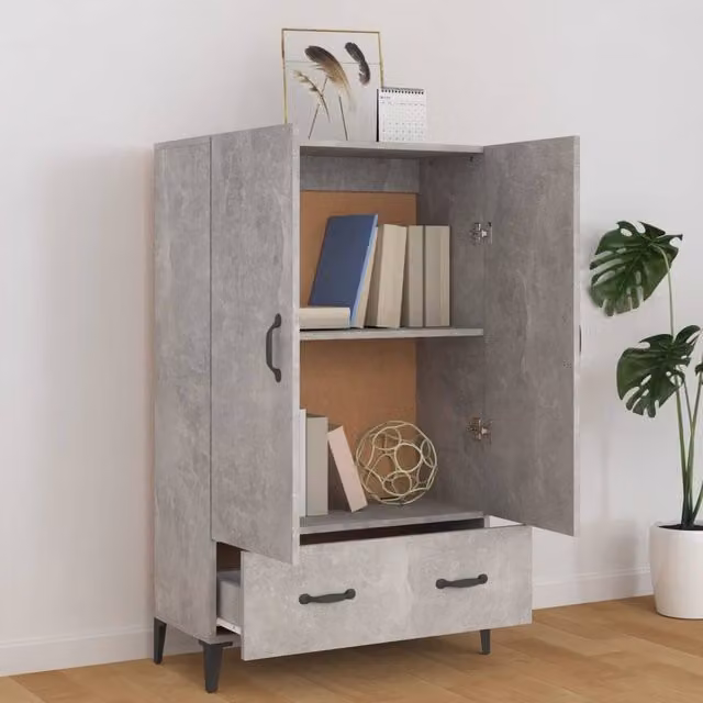 Berkfield Home Modern Highboard in Concrete Grey, W/D/H: 70 x 31 x 115 cm