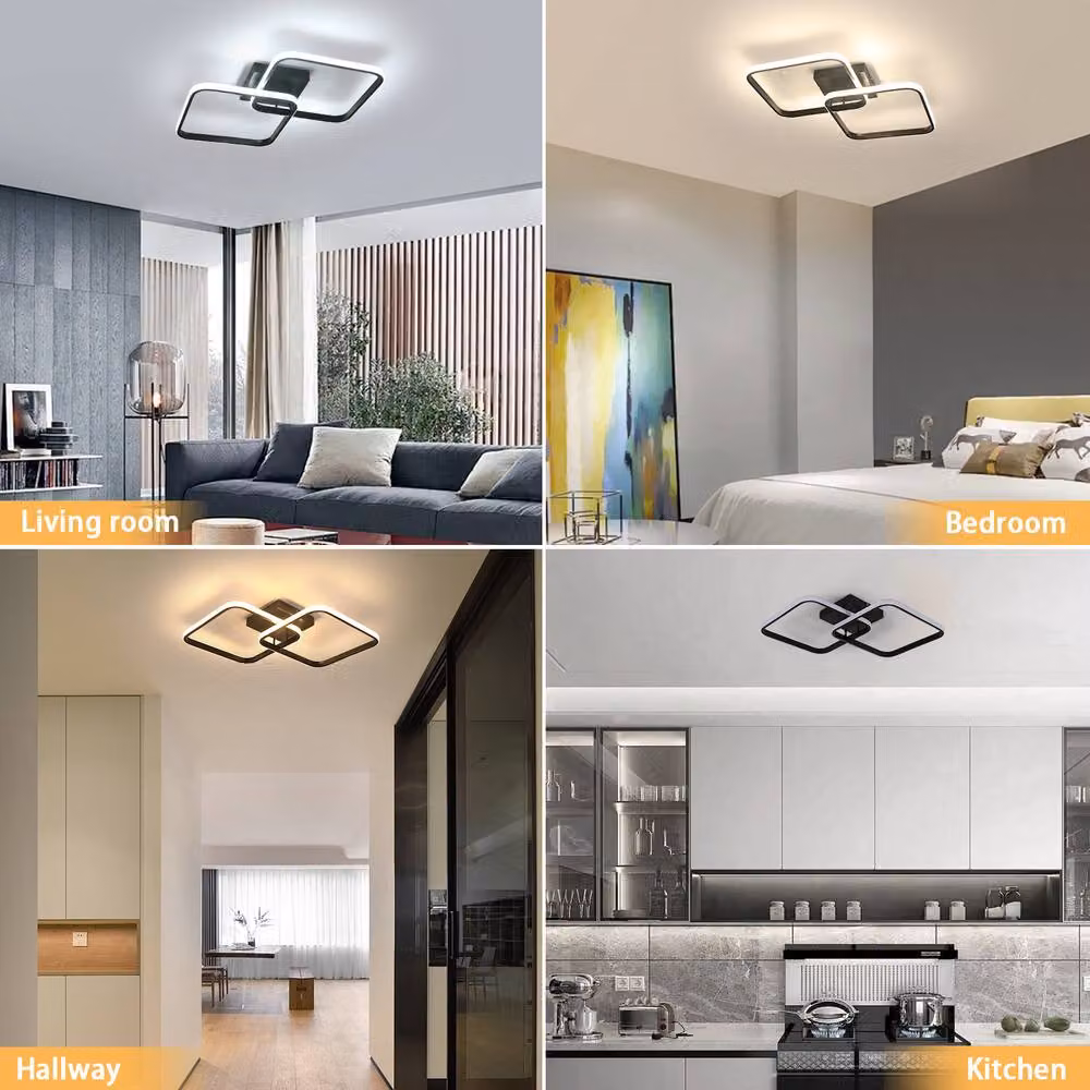 Pheashine Black Square LED Ceiling Light, 50W Dimmable with Remote Control – 7