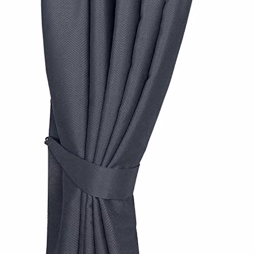 Homescapes Herringbone Curtain Tie Back Pair in Dark Grey – 2