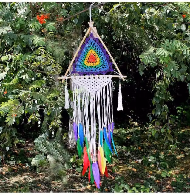 KDMD Bali Dream Catchers Med Multi Pyramid Multicolour Geometric Hanging Textile Mandala Decor