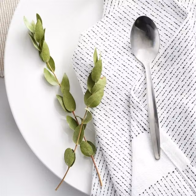Argon Tableware Brushed Stainless Steel Teaspoons, Silver, Set of 12