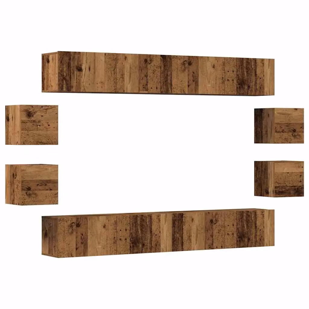 Berkfield Home Wall Mounted TV Cabinet in Brown Old Wood Engineered Wood – 2