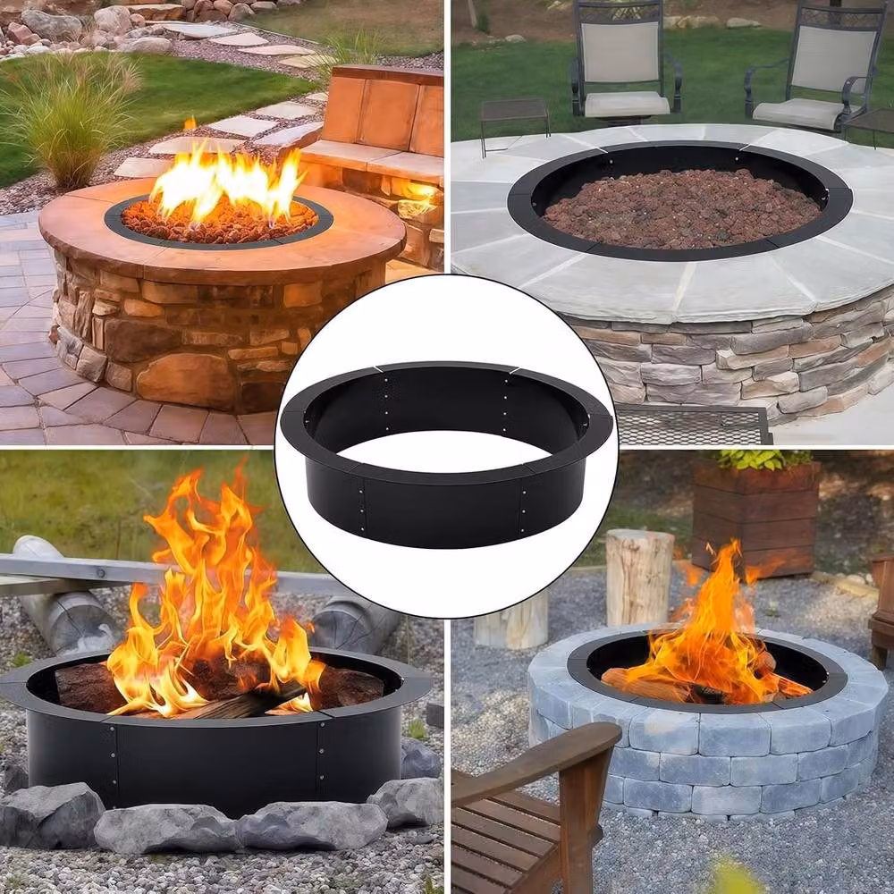 VOGREX Black Metal Round Smokeless Fire Pit and DIY Campfire Ring, Diameter: 121.92 cm – 3