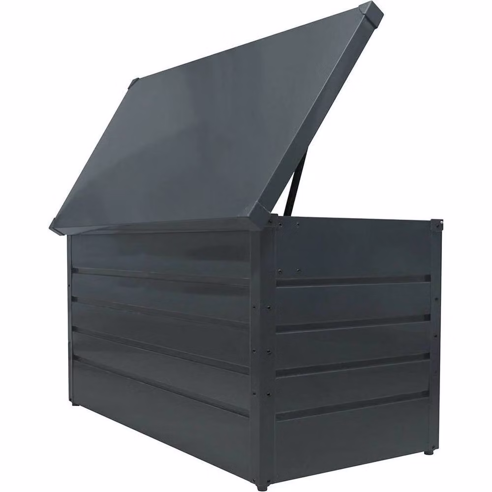 FLAVORA Large Steel Garden Storage Box in Grey, W/D/H: 120 x 61 x 63 cm – 2