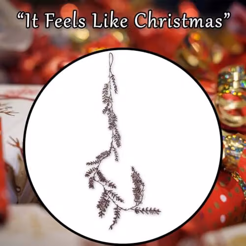 VFM e-Store Gold Christmas Glitter Leaves Garland Decoration, W: 8 cm, L: 150 cm – 6