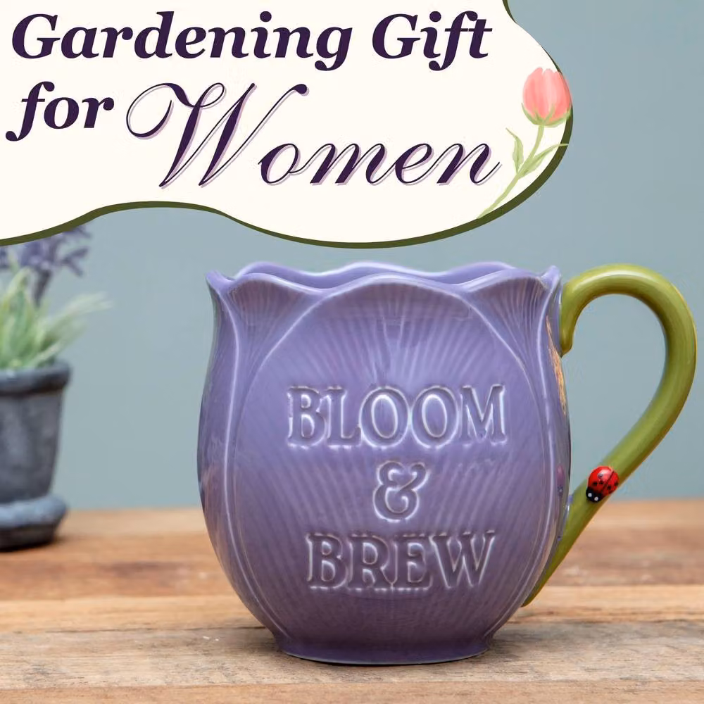 Boxer Gifts Bloom & Brew Tulip Flower Ceramic Mug in Purple – 3