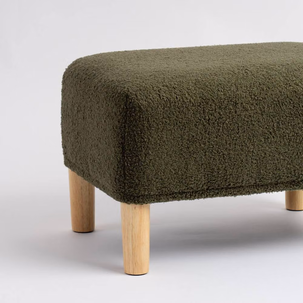 Scottish Everlastings Ltd Green Bouclé Cylindrical Foot Stool, W/D/H: 33 x 33 x 48 cm – 2