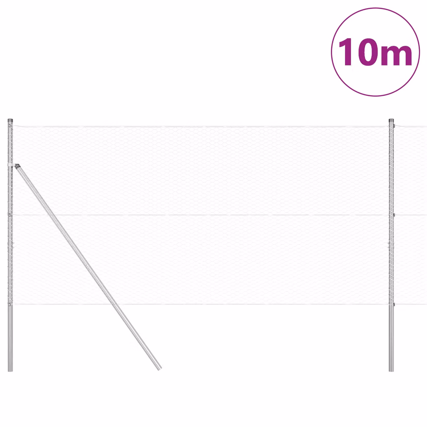 Berkfield Home Hexagon Fence in Silver Galvanised Steel, W: 120 cm, L: 10 m – 2