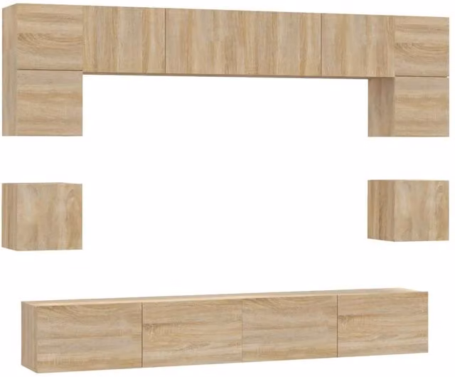 Berkfield Home 8 Piece Sonoma Oak TV Cabinet Set in Tan