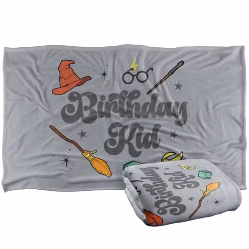 Warner Bros. Harry Potter Kids Super Soft Fleece Throw Blanket, Grey and Multicolour, W/D/H: 91.44 x 147.0 x 1.0 cm