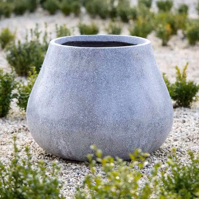 Primrose Grey Oval Fiberstone Planter