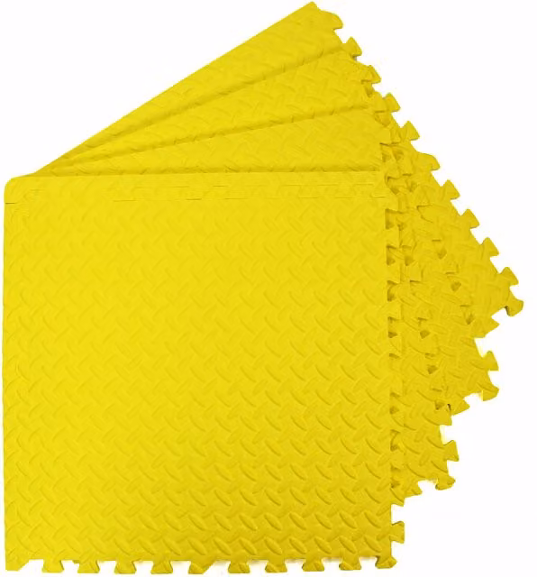 Actiasmat Interlocking EVA Foam Gym Mats in Yellow, 4 Pack – 1