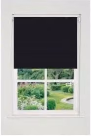 New Edge Blinds Black Plain Straight Edge Daylight Roller Blind, W: 130 cm, H: 165 cm