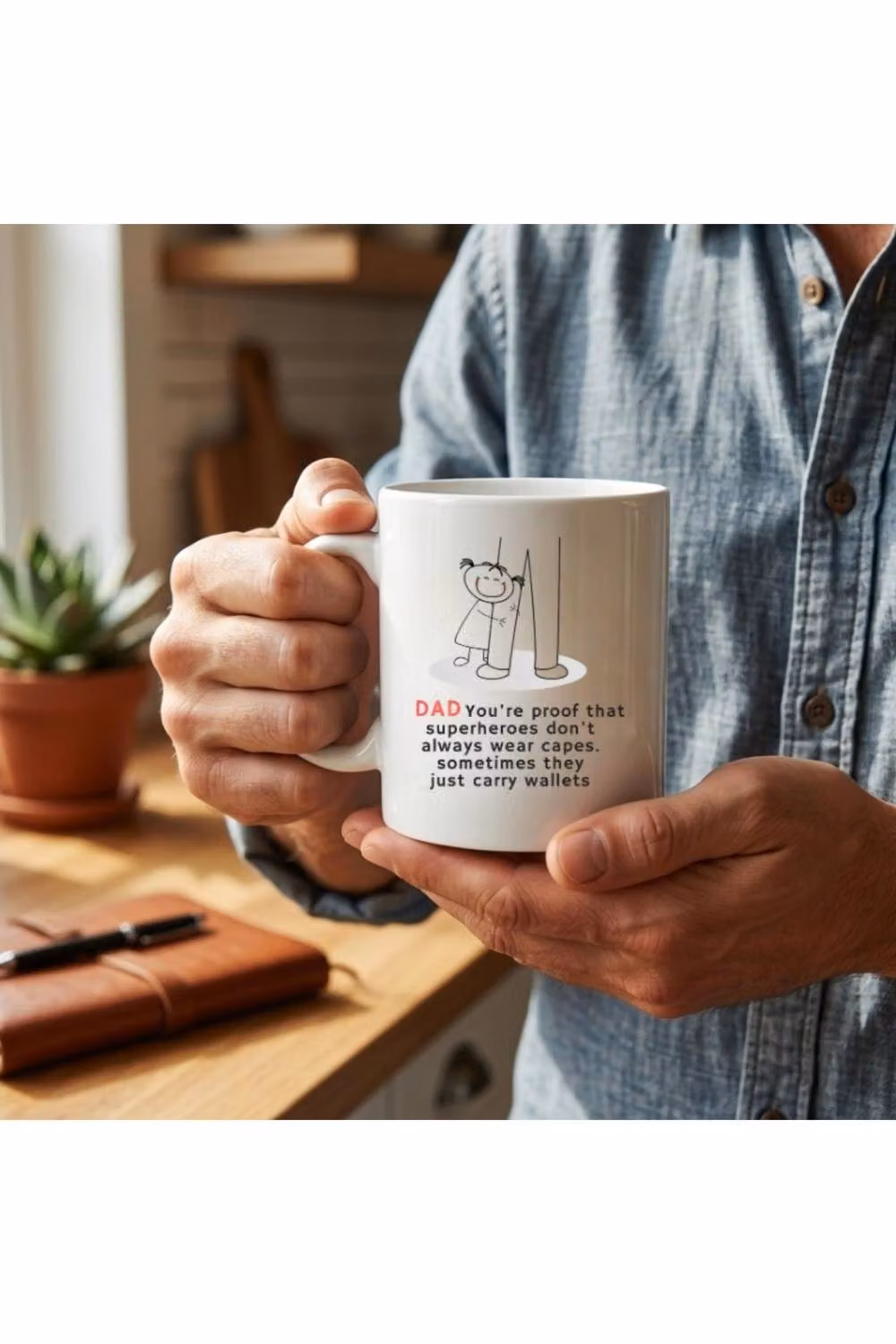 Dyzi Dad Superhero Ceramic Mug in White – 3