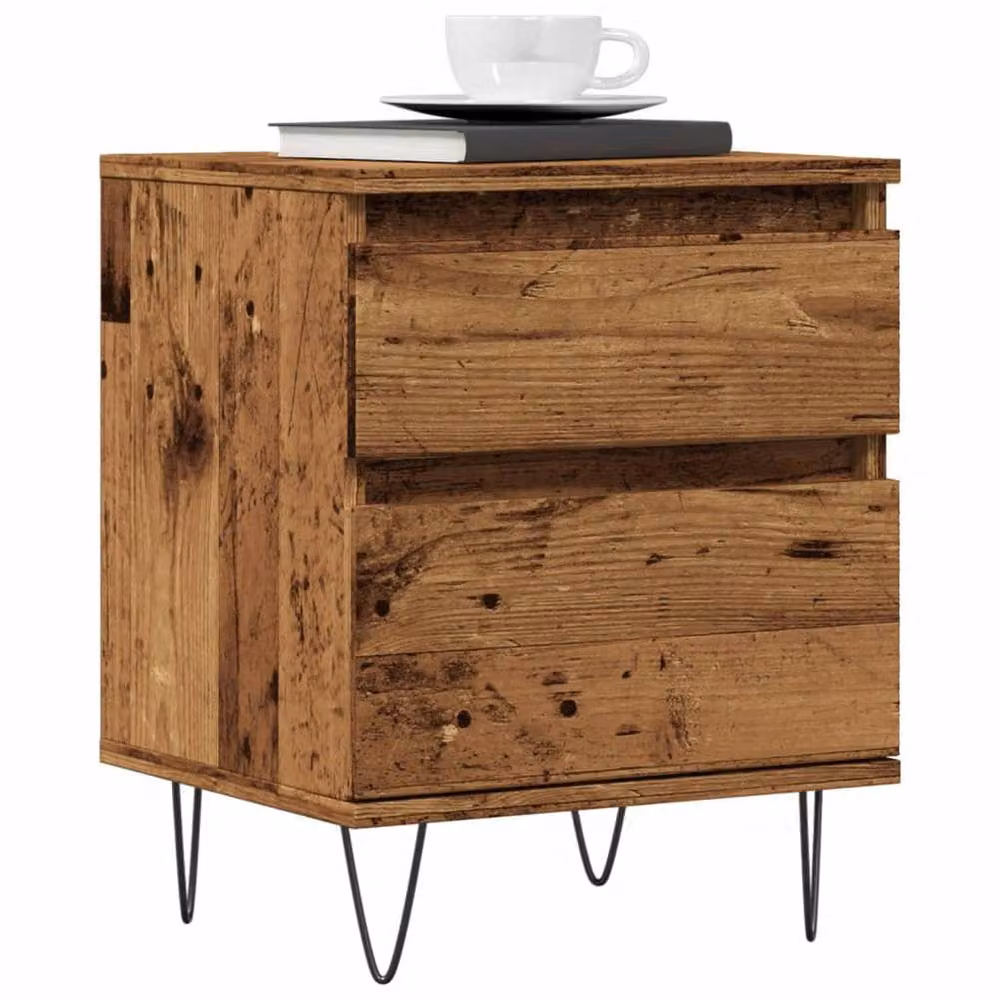 Berkfield Home Set of 2 Bedside Cabinets in Old Wood Brown, W/D/H: 40 x 35 x 50 cm – 2