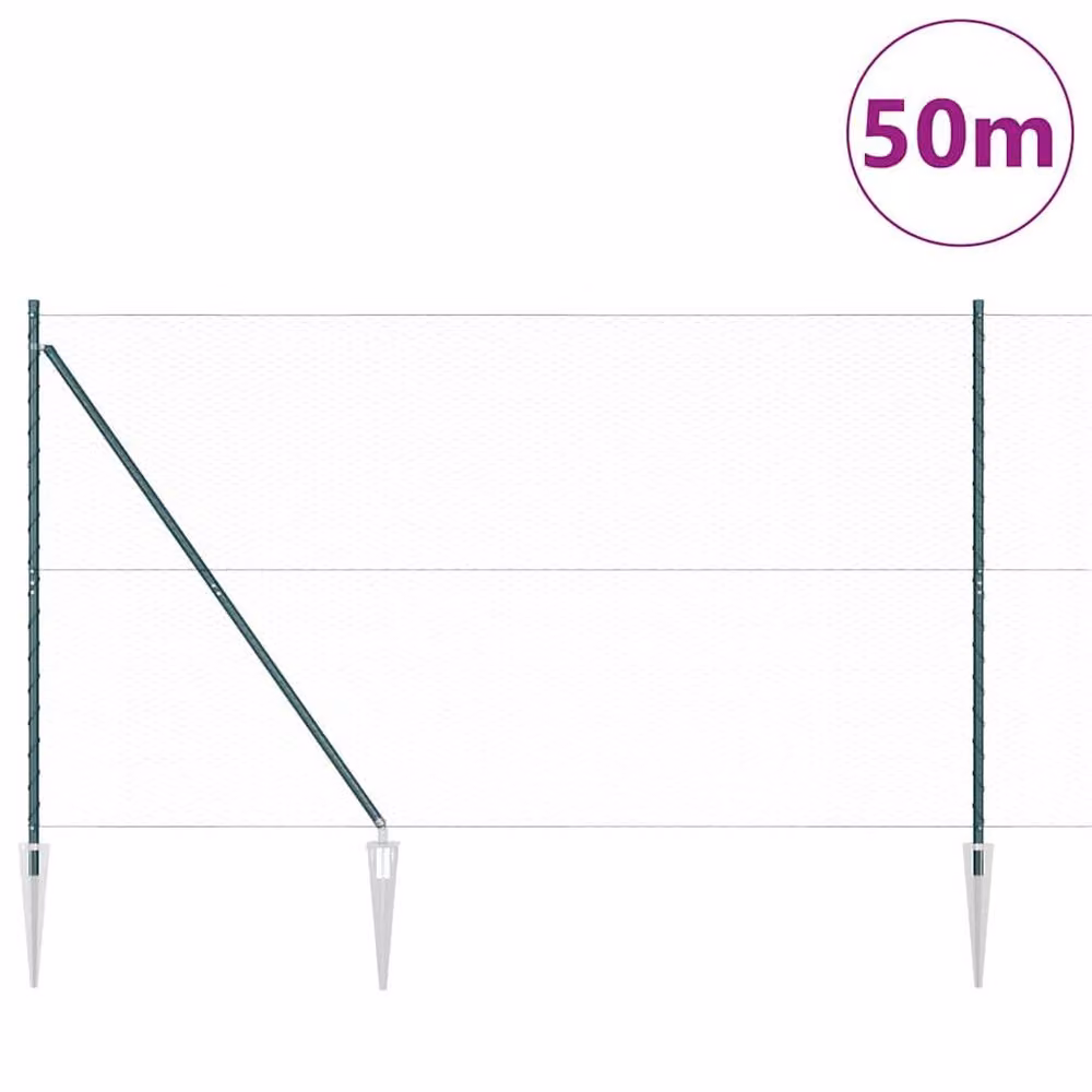 Berkfield Home Green Steel Hexagon Wire Mesh Fence, H: 1.6 m x W: 50 m – 2