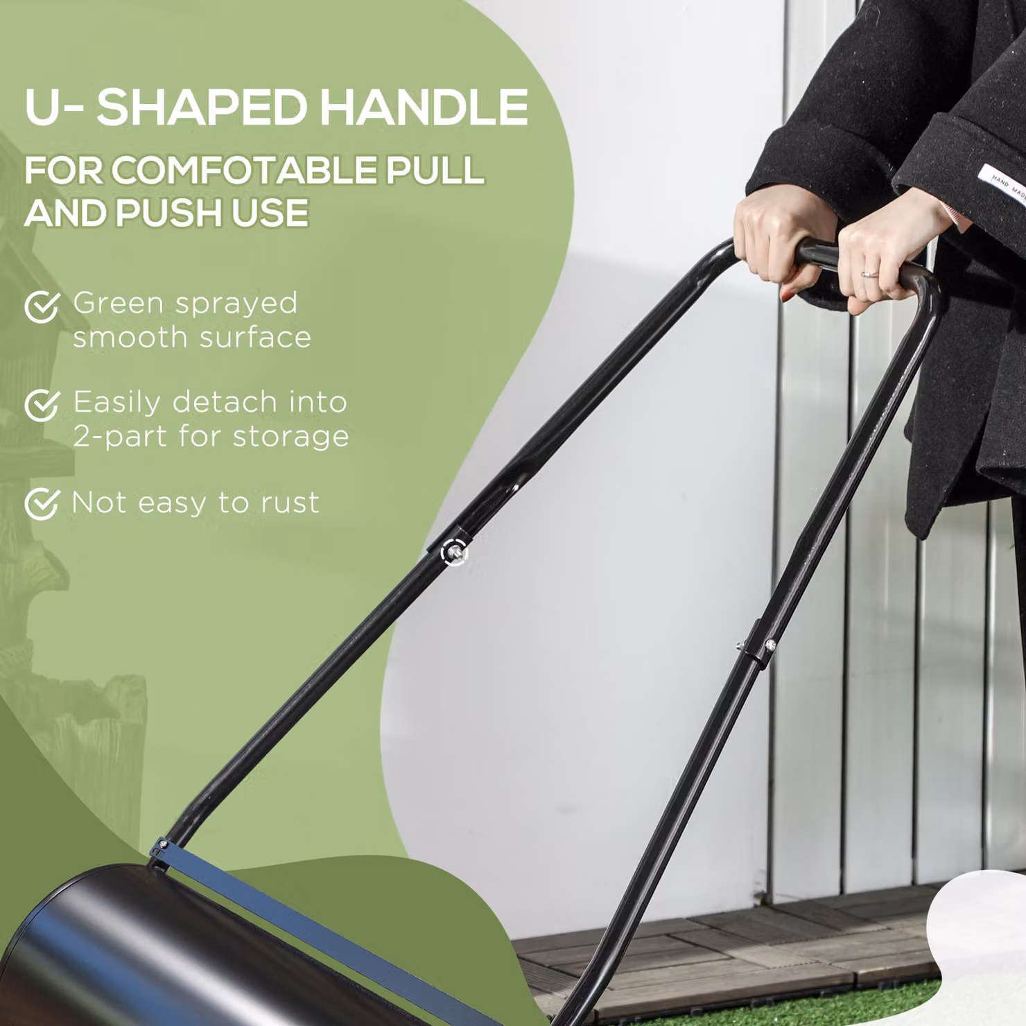 DURHAND Heavy Duty Manual Garden Lawn Roller, Black Steel, 46L Capacity – 5