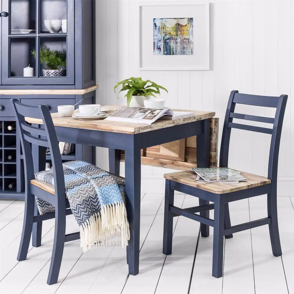 Statement Furniture Florence Square Extendable Acacia Wood Kitchen Dining Table in Blue – 2
