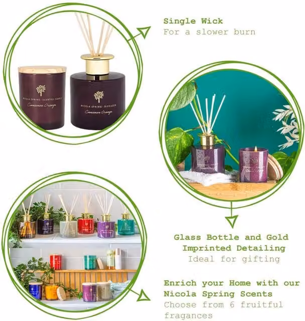 Nicola Spring Scented Candle and Reed Diffuser Set in Purple