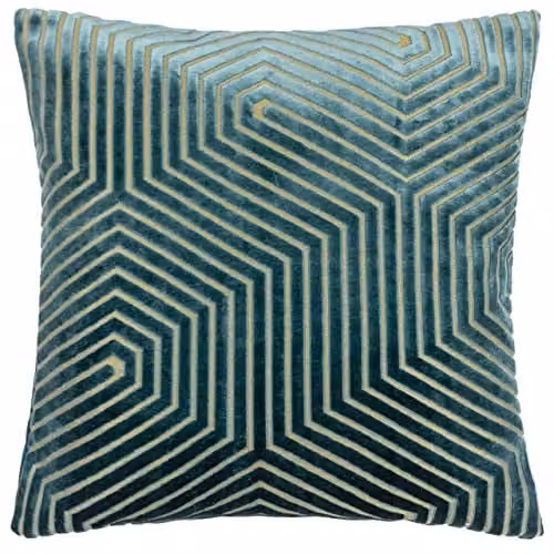 Paoletti Evoke Velvet Square Cushion in Petrol Blue, W/D/H: 45 x 45 x 45 cm – 1