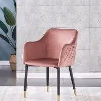 Life Interiors Set of 2 Verona Velvet Dining Chairs in Pink with Gold Accents – 2