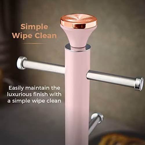 Tower Cavaletto Freestanding Mug Tree with Stainless Steel Stoppers and Anti-Slip Base, Pink and Gold, H 13.5 cm x W 13.5 cm x D 43.5 cm – 4