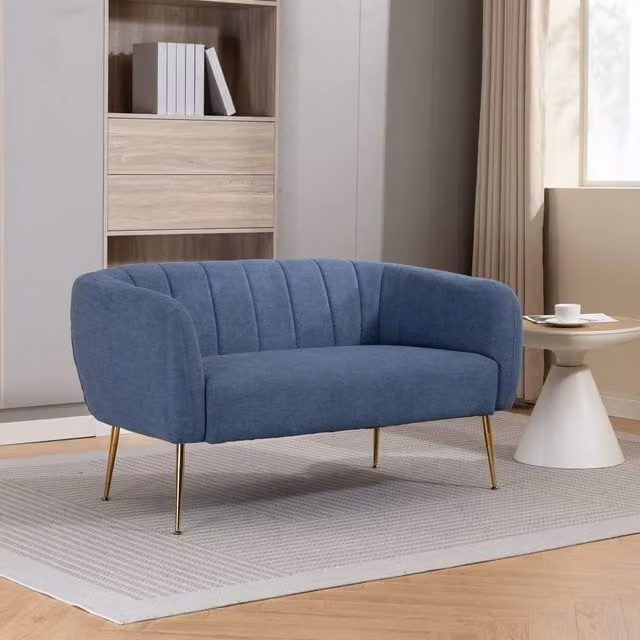 Artemis Home Stanton 2 Seat Upholstered Fabric Sofa in Blue – 1