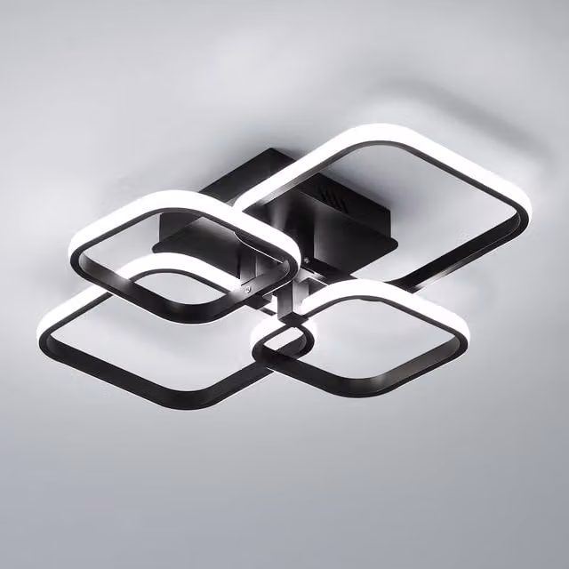 Pheashine Modern LED Ring Ceiling Light in Black with Cool White Light – 1