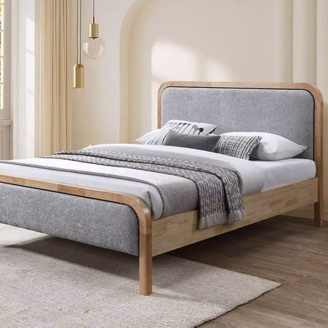 Snuggle Beds Clara Upholstered Bed Frame in Grey/Silver, W/D/H: 140 x 200 x 117 cm