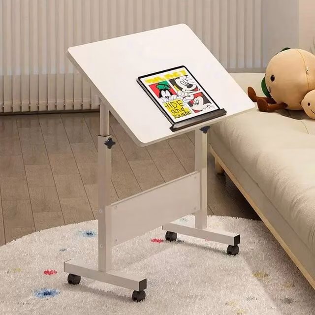 EONLION Height Adjustable Folding Laptop Table in White, 100 cm