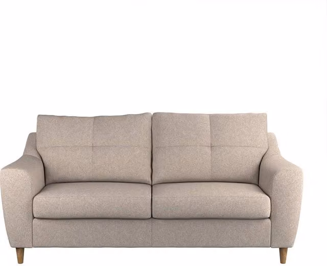 Furnishings For Less UK Baxter Tufted Fabric 3 Seater Sofa in Beige and Silver