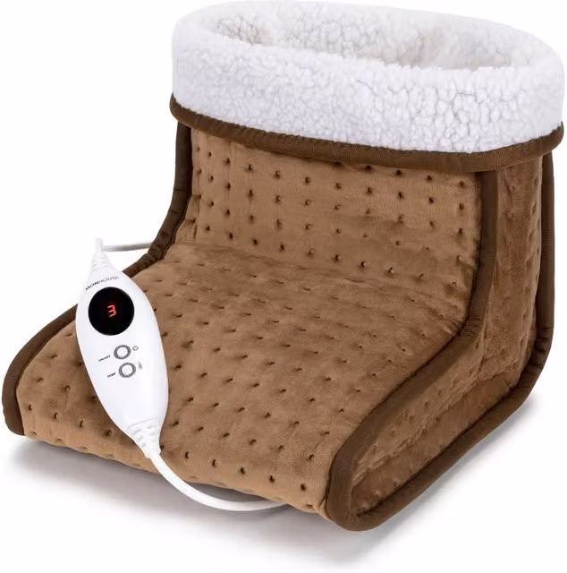 MONHOUSE Electric Foot Warmer in Brown with Rapid Heat Up and Auto Shut Off Protection – 6