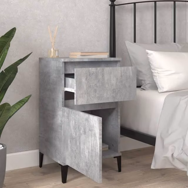 Berkfield Home Elegant Bedside Cabinets, 2 Piece, Concrete Grey, W/D/H: 40 x 35 x 70 cm