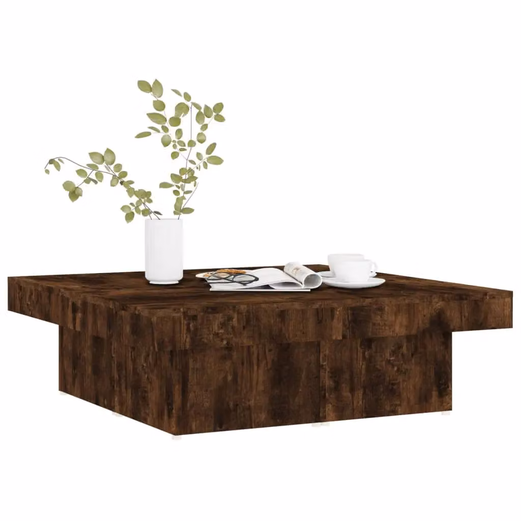 Berkfield Home Smoked Oak Coffee Table in Brown, W/D/H: 90 x 90 x 28 cm – 3