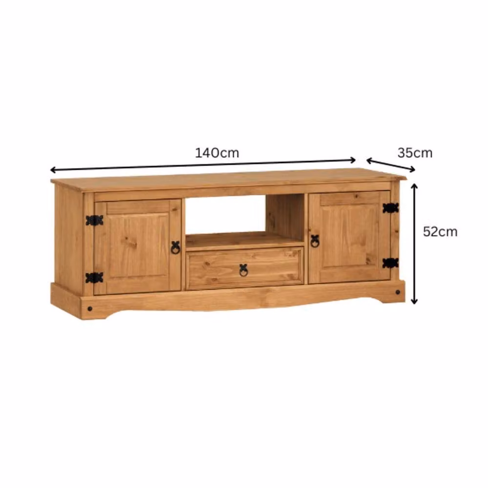 FORGEVIO Rustic Pine TV Unit in Brown and Beige with 2 Doors and 1 Drawer – 2
