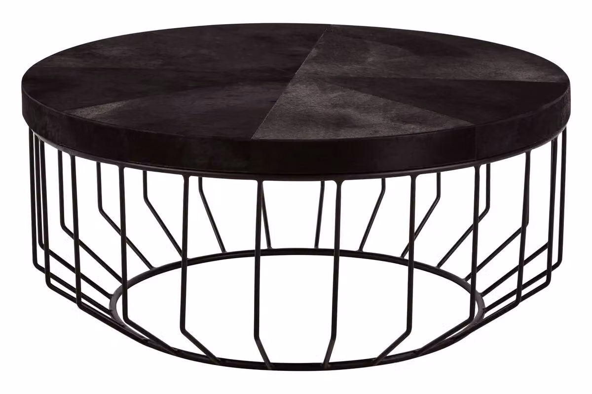 Fifty Five South Kensington Townhouse Round Hair On Hide Coffee Table in Black – 4