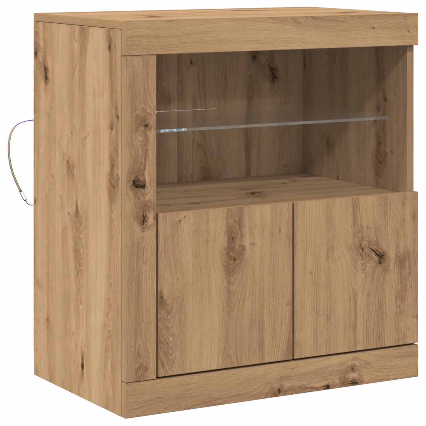 Berkfield Home Artisan Oak Sideboard with Integrated LED Lights in Brown, W/D/H: 60.5 x 37 x 67 cm – 2