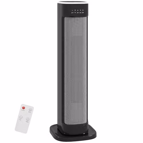 HOMCOM 2000W Ceramic Fan Heater with Timer and Remote Control, Black, W/D/H: 21.0 x 20.0 x 19.7 cm