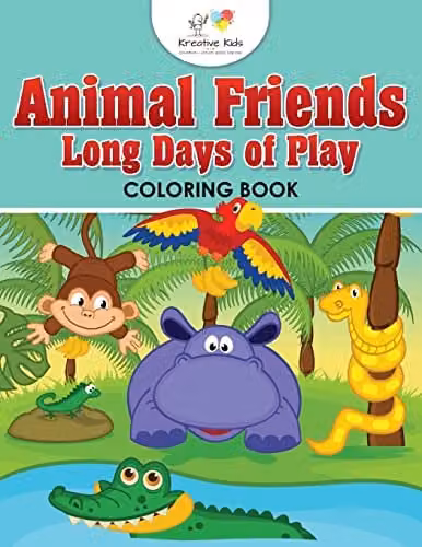 Kreative Kids Animal Friends Long Days of Play Multicolour Childrens Coloring Book