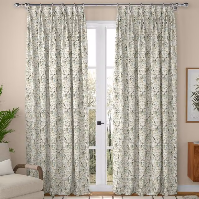 ANTE DECOR Zoe Made To Measure Blackout Floral Cotton Curtains in Beige and Multicolour