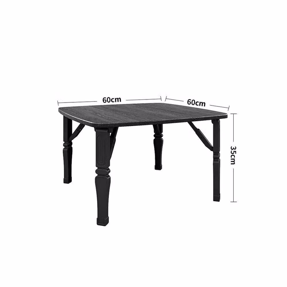 FORGEVIO Black Foldable Japanese Coffee Table, W: 60 cm, D: 60 cm, H: 35 cm – 2