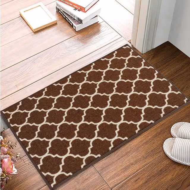 Smart Living Trellis Non-Slip Machine Washable Door Mat, Brown, W: 80 cm, L: 300 cm