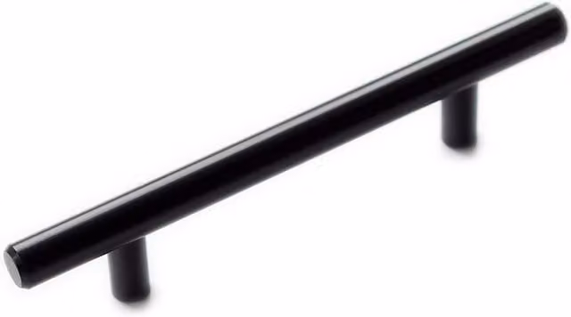 Handle & Home Matt Black Steel Round T Bar Kitchen Cabinet Handles, 156mm