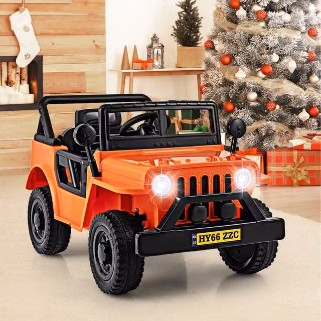 Costway Orange Electric Vehicle Ride on Toy with Light and Sound and Rechargeable Battery