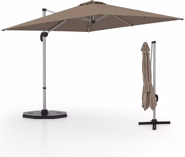 COSTWAY Cantilever Square Offset Garden Parasol in Brown